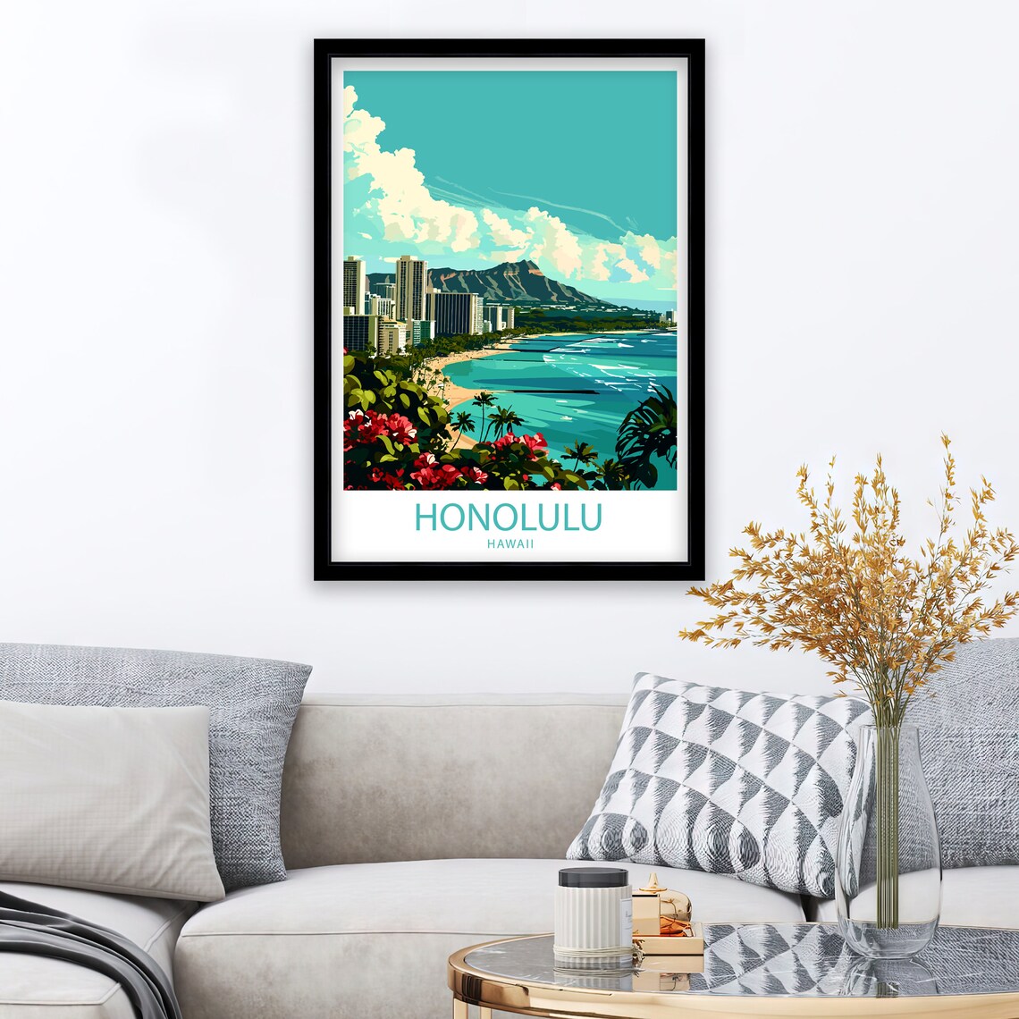 Honolulu Travel Poster, Hawaii City Wall Decor - Image 2