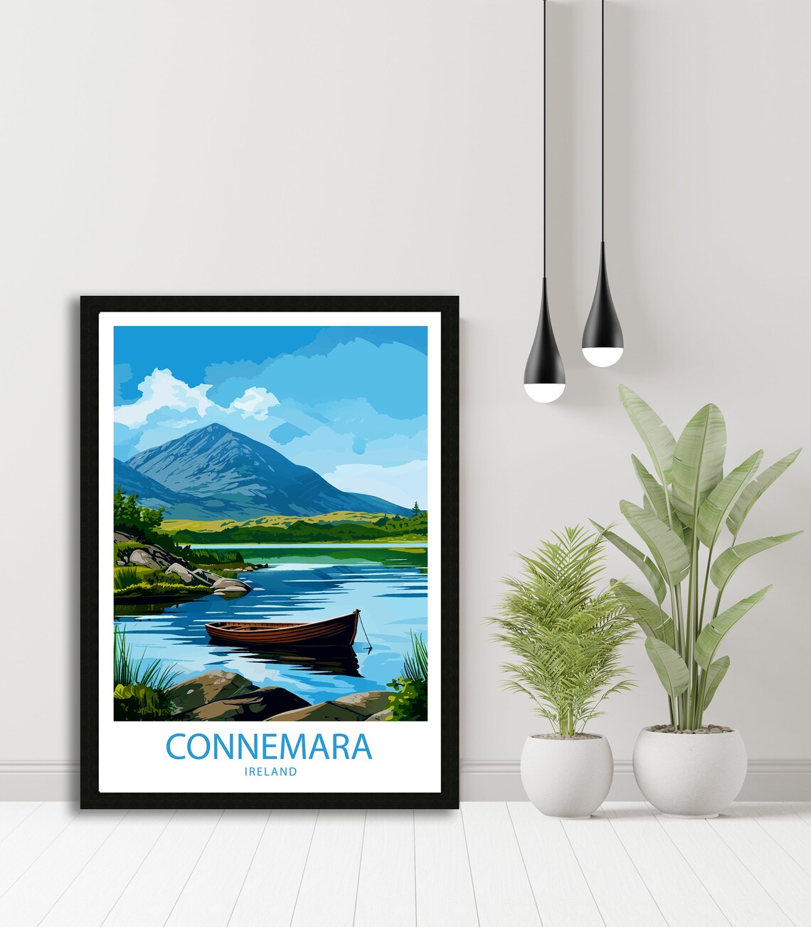 Connemara Ireland Rowboat on a Still Lake Beneath a Mountain Poster - Image 4