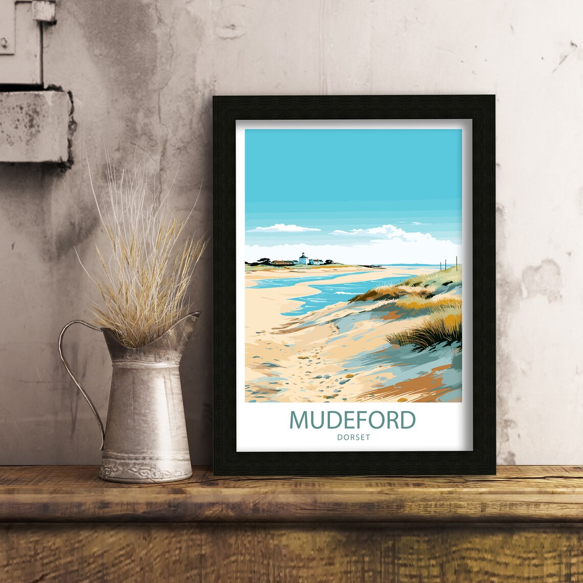 Mudeford Travel Poster, UK Coastal Town Art - Image 6