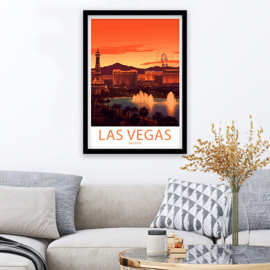 Las Vegas Nevada Paris Eiffel Tower High Roller Sunset Glow Poster - Image 3