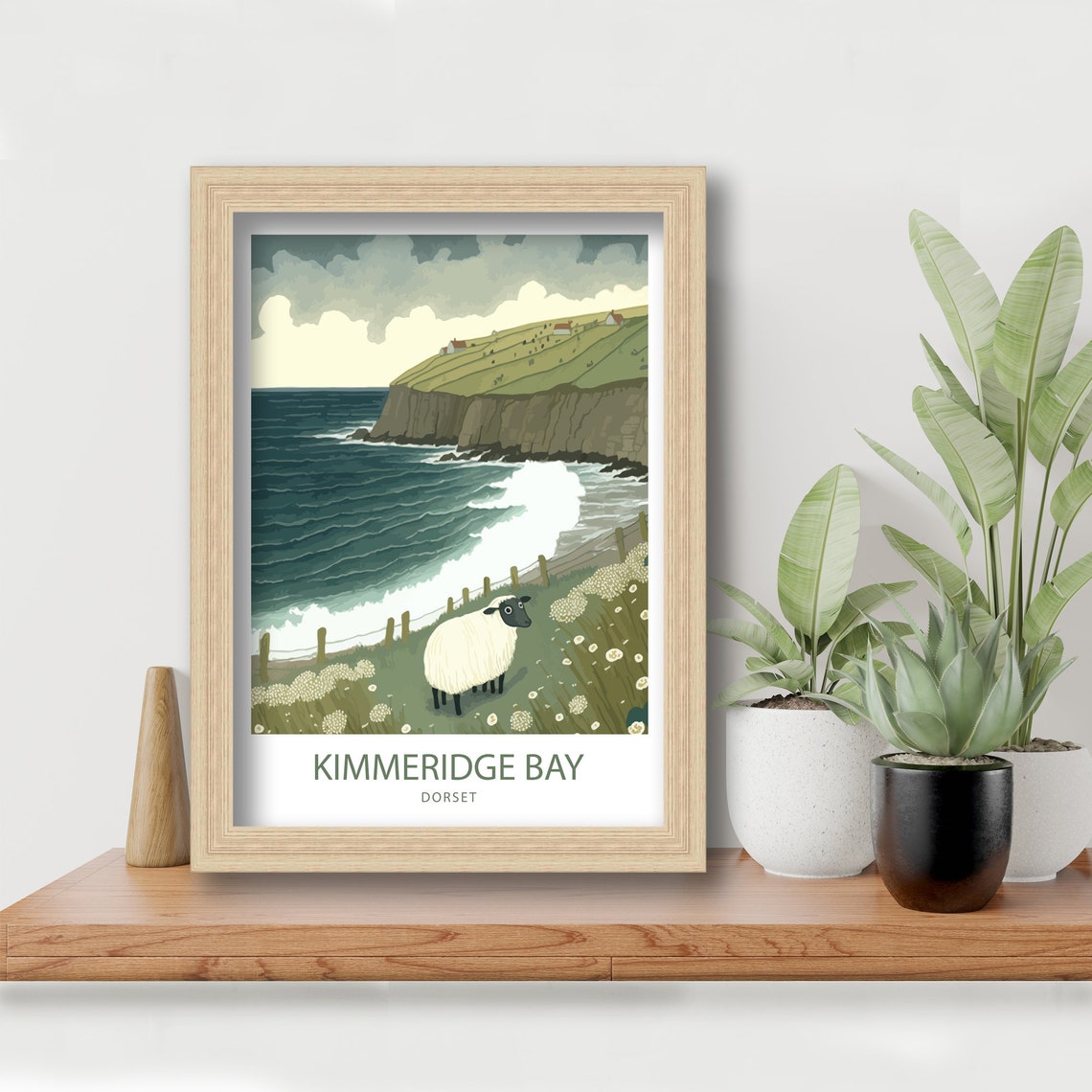 Kimmeridge Bay Dorset Sheep Flowers Cliff Retro Travel Poster - Image 5