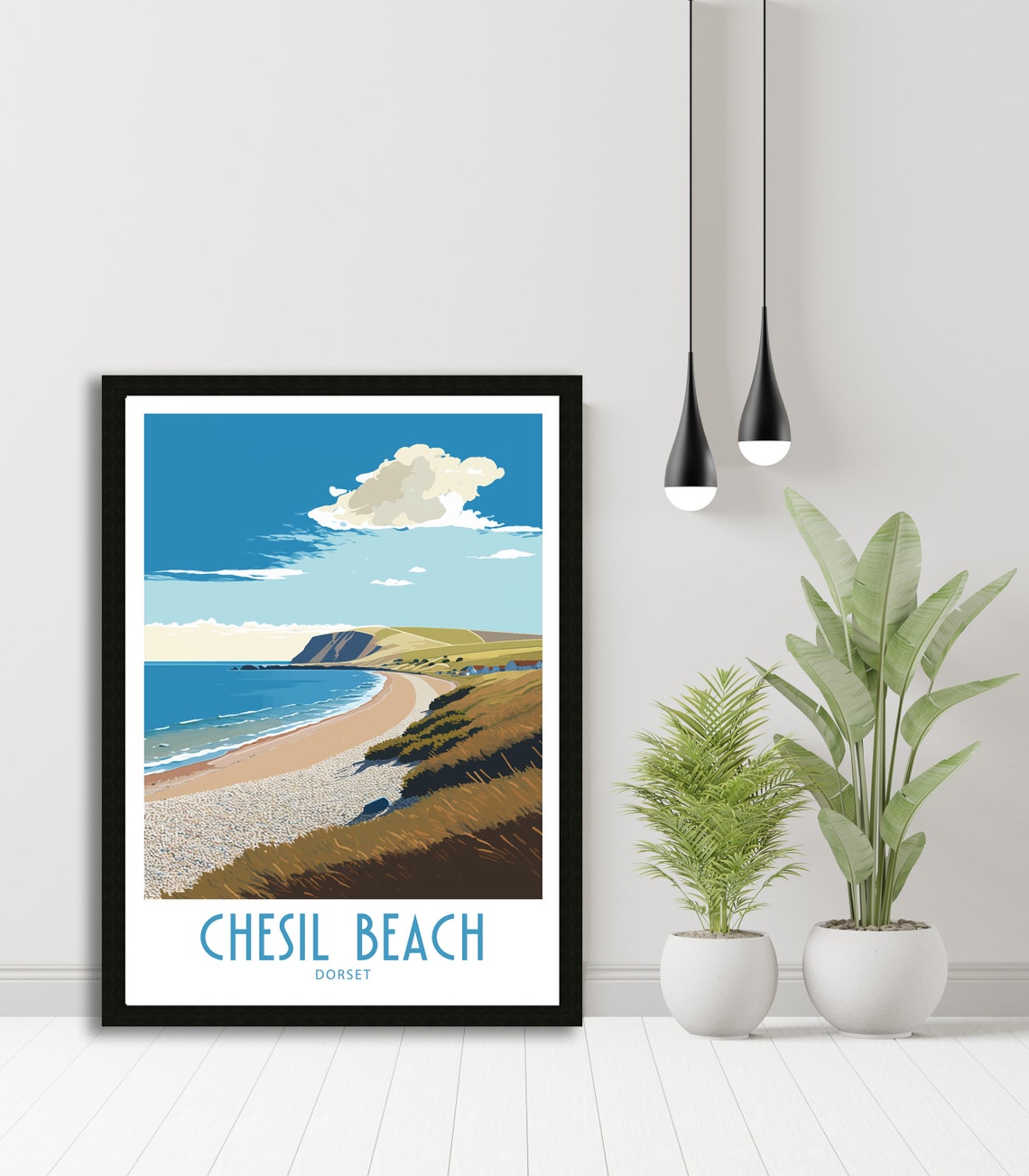 Chesil Beach Dorset Shingle Shore Curve Vintage Travel Poster - Image 5