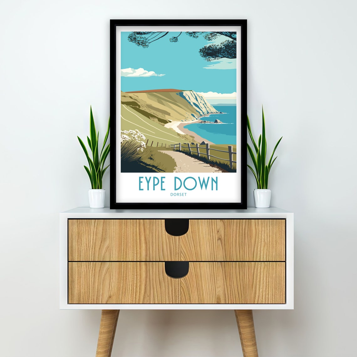 Eype Down Dorset Coastal Cliff Path Walk Vintage Travel Poster - Image 2