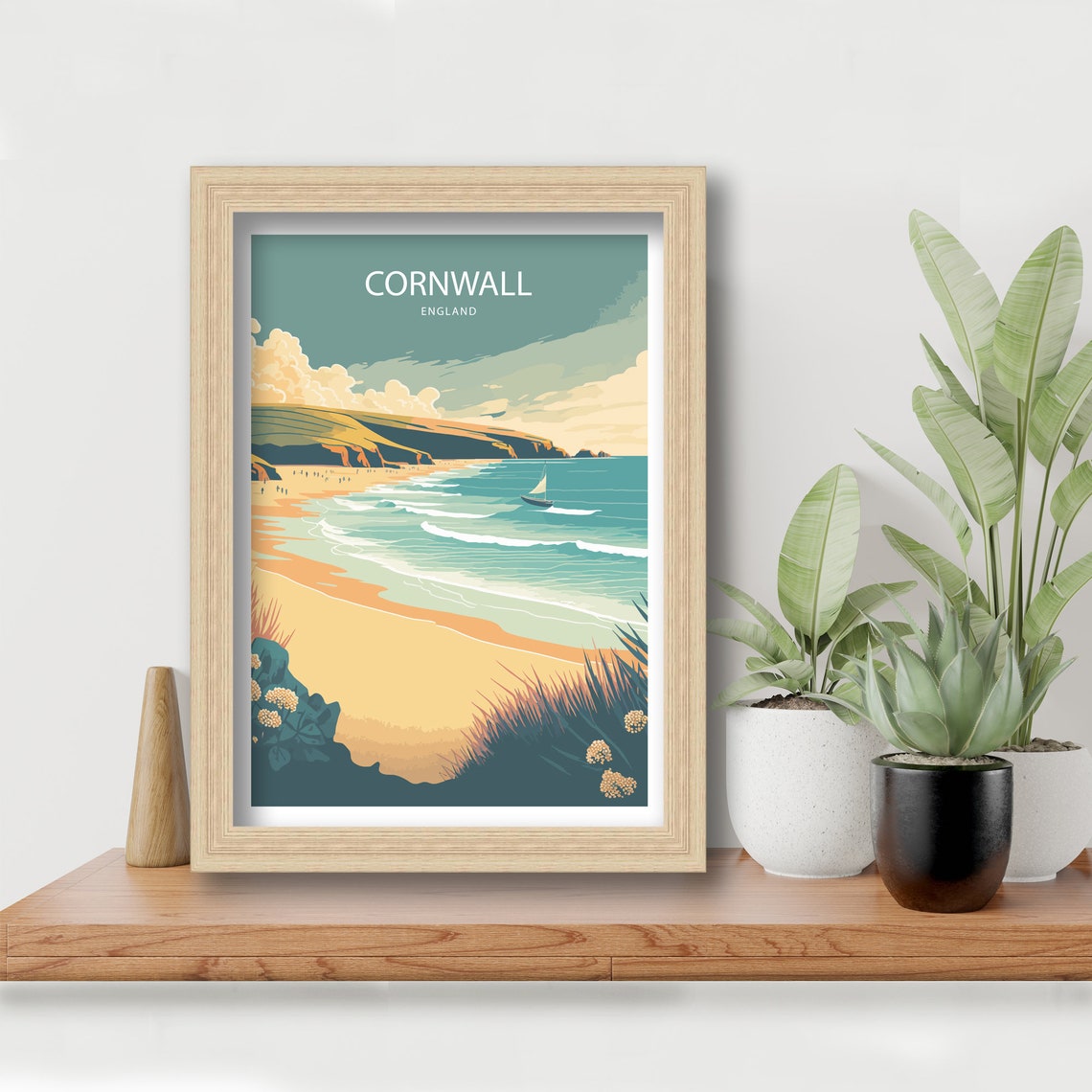 Cornwall England Golden Beach Retro Surf Coast Travel Poster - Image 5