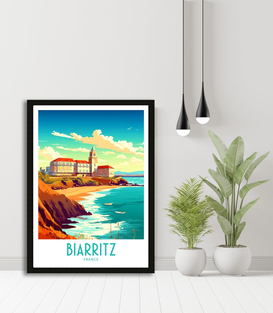 Biarritz France Clifftop Grand Hotel Beach Seaside Retro Poster - Image 6