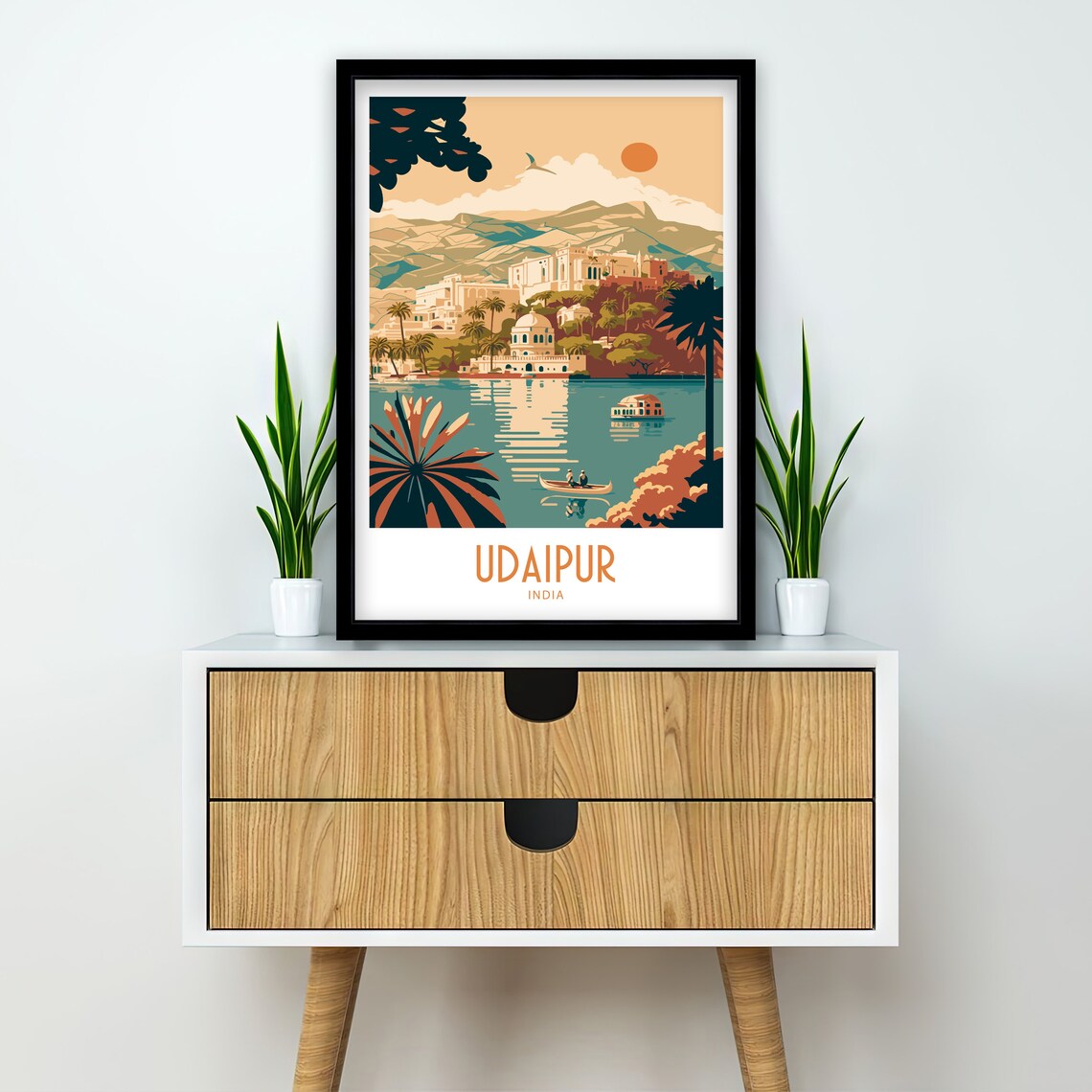 Udaipur India Travel Poster, India City Wall Art - Image 2