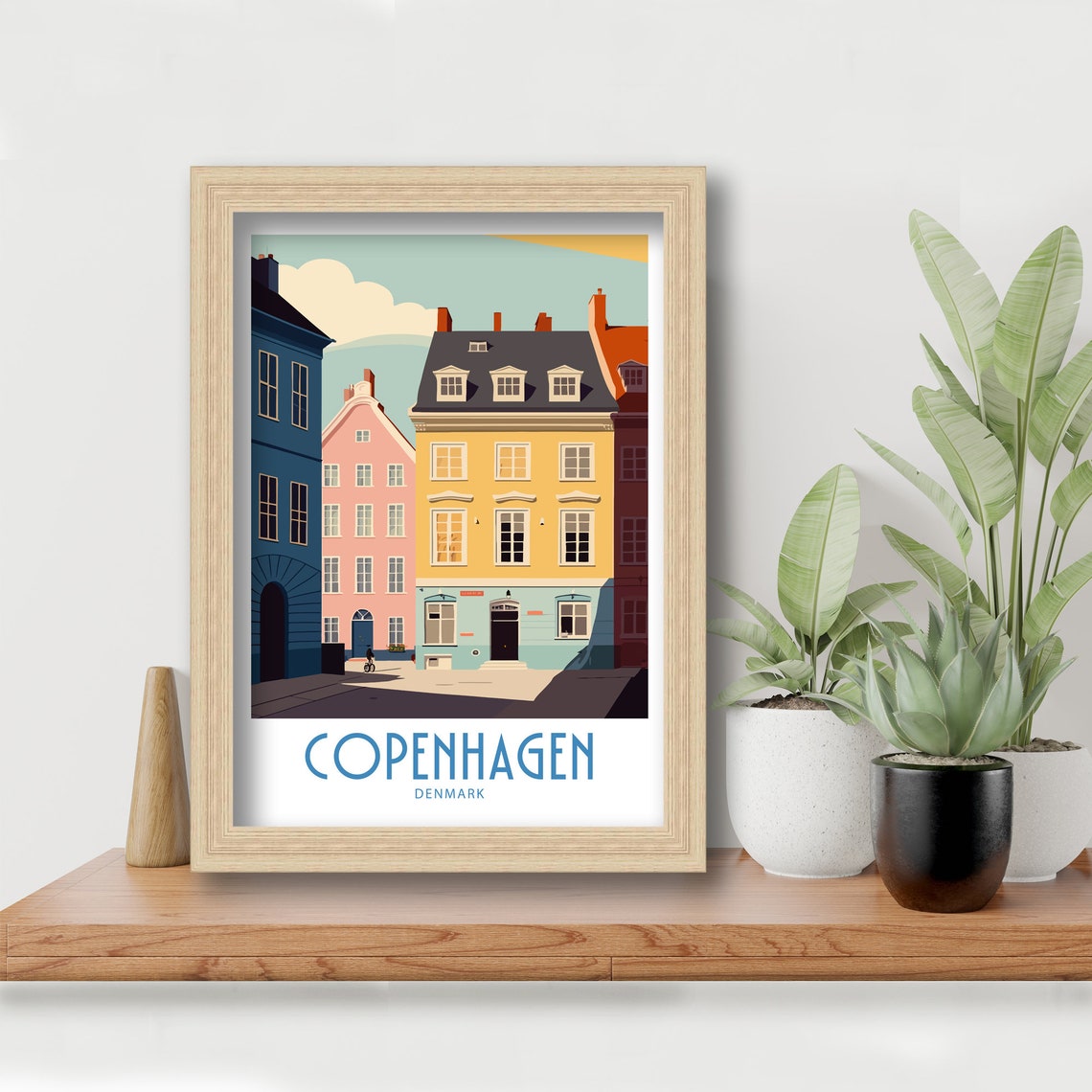 Copenhagen Denmark Colorful Old Town Street Retro Travel Poster - Image 6