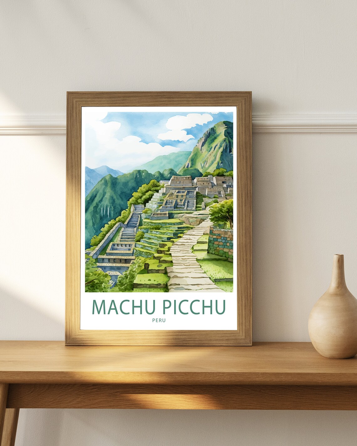 Machu Picchu Peru Stone Terraces Watercolor Illustrated Travel Poster - Image 4