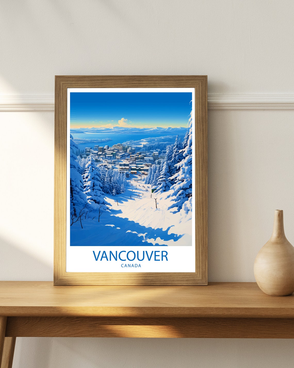 Vancouver Canada Snowy Ski Slope Winter Mountain Travel Poster - Image 3