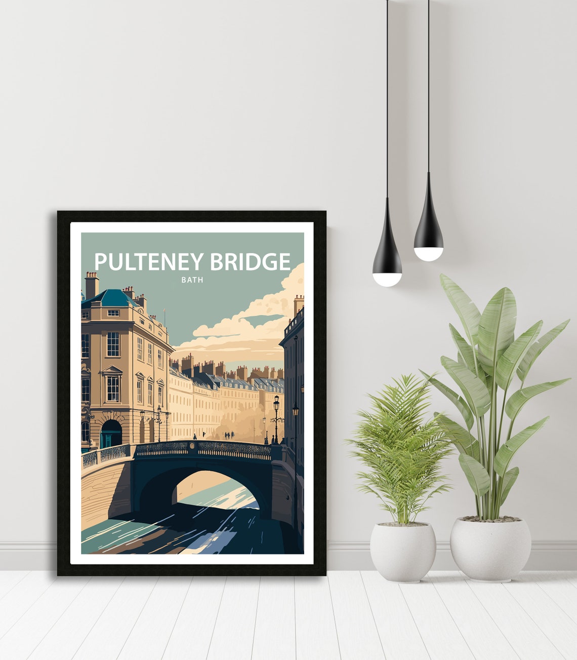 Pulteney Bridge Bath Georgian River Retro Vintage Travel Poster - Image 3