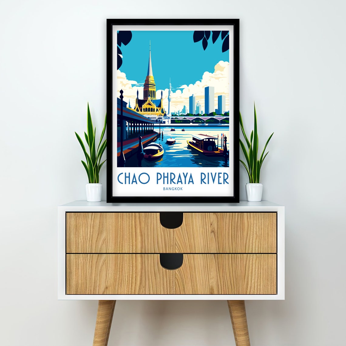 Chao Phraya River Travel Print Bangkok Travel Print Bangkok Home Dcor Bangkok Art Print Bangkok Thailand Room Print For Bangkok Gifts - Image 2