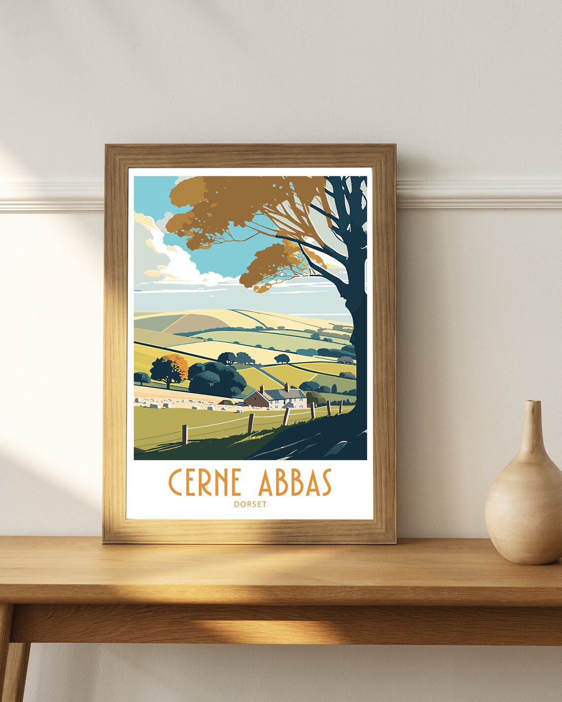 Cerne Abbas Dorset Travel Poster, Scenic Art Print - Image 4