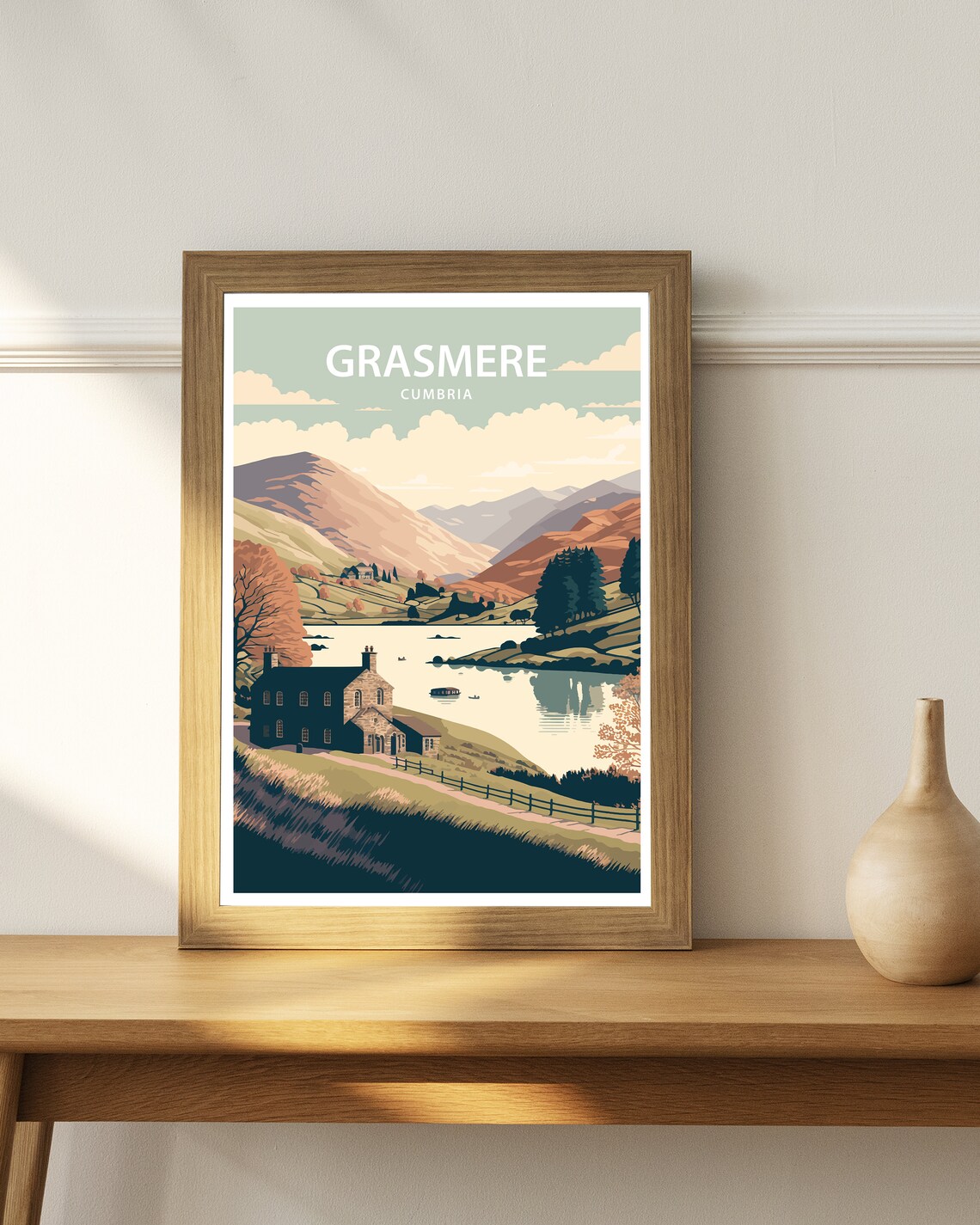 Grasmere Travel Poster, Lake District Travel Poster - Image 2
