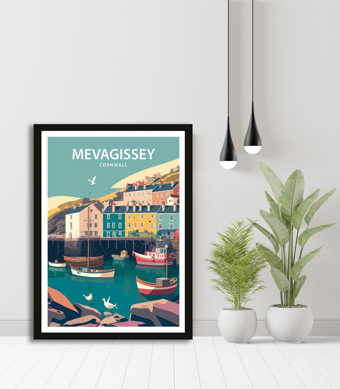 Mevagissey Harbour Travel Poster, Cornwall - Image 2