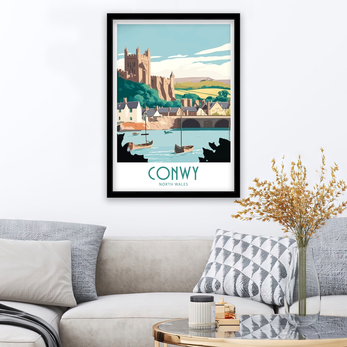 Conwy Travel Poster, North Wales Place Print - Image 3