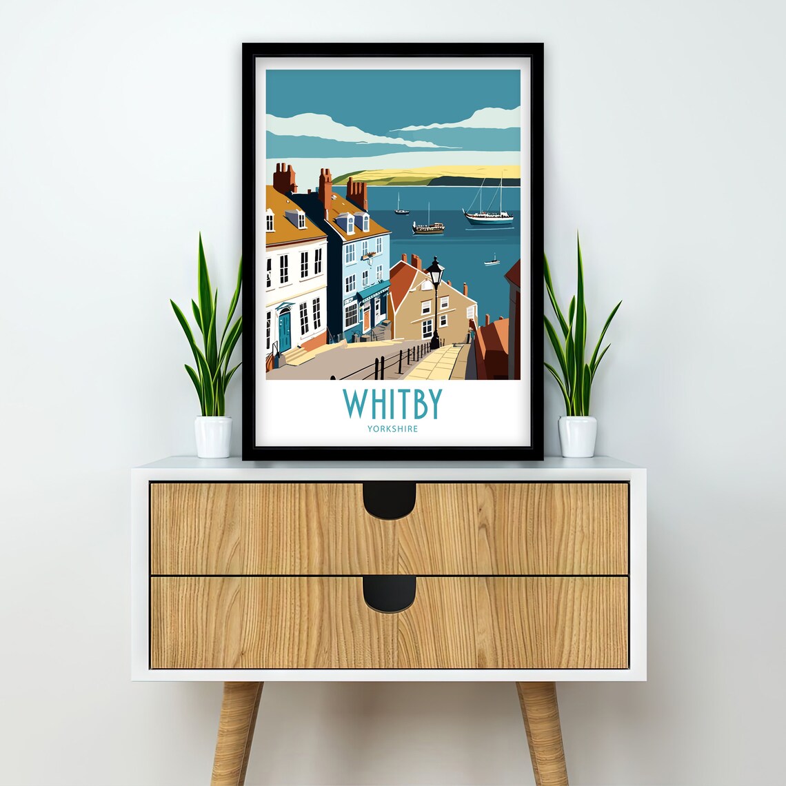 Whitby Travel Poster, Yorkshire Cityscape - Image 2