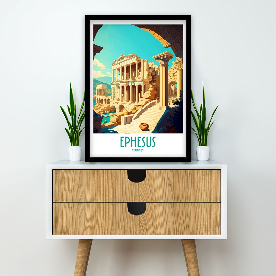 Ephesus Turkey Ancient Roman Ruins Columns Vintage Travel Poster - Image 2