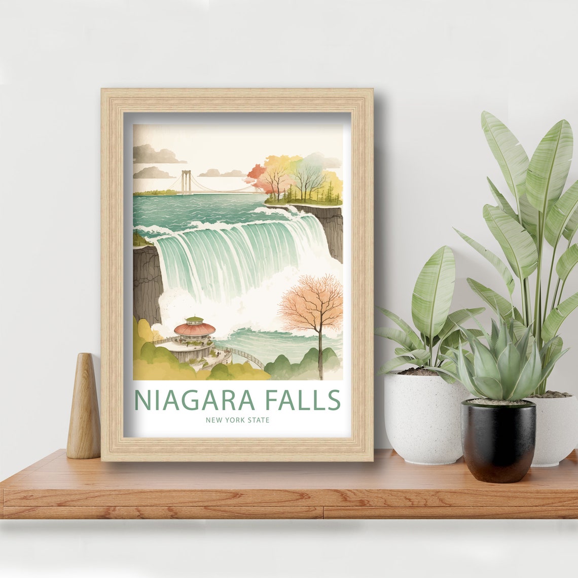 Niagara Falls New York State Waterfall Watercolor Illustrated Poster - Image 5