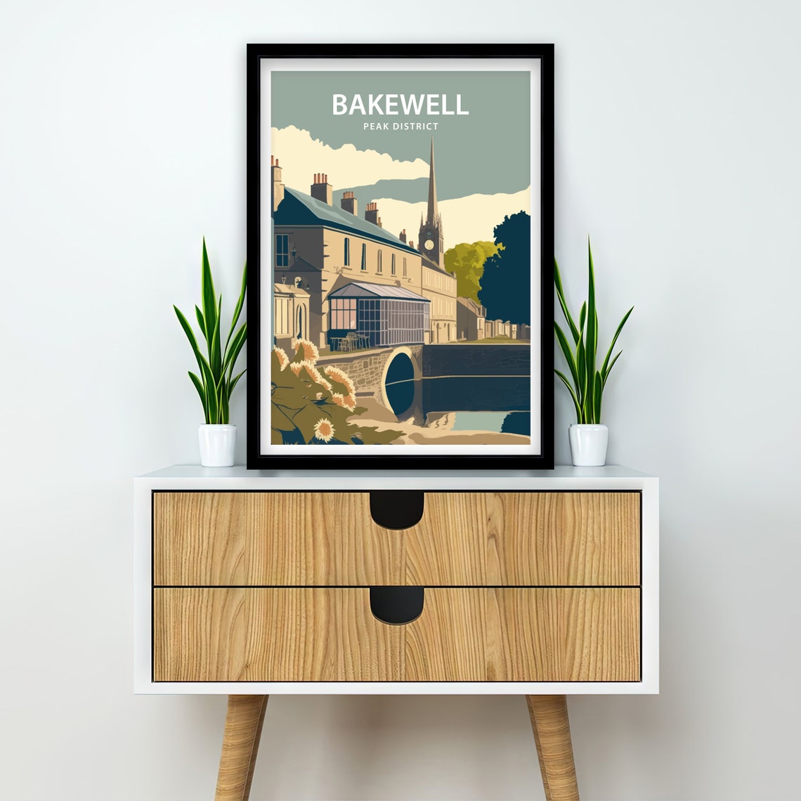 Bakewell Peak District Stone Bridge And Church Spire River View Poster - Image 2