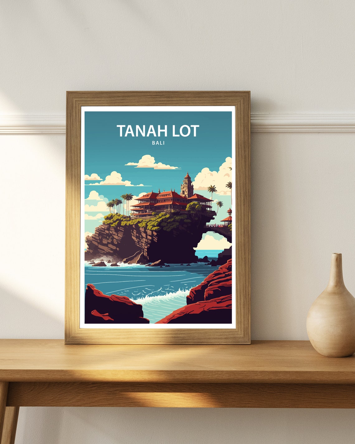 Tanah Lot Travel Print Tanah Lot Temple Wall Art Tanah Lot Bali Home Living Decor Tanah Lot Illustration Travel Poster Gift For Tanah Lot - Image 4
