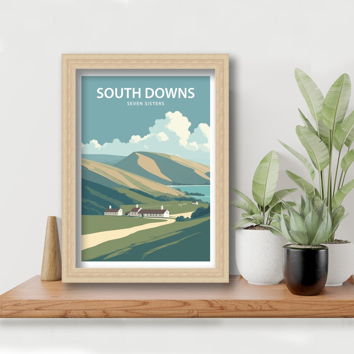South Downs Seven Sisters English Hills Vintage Travel Poster - Image 4