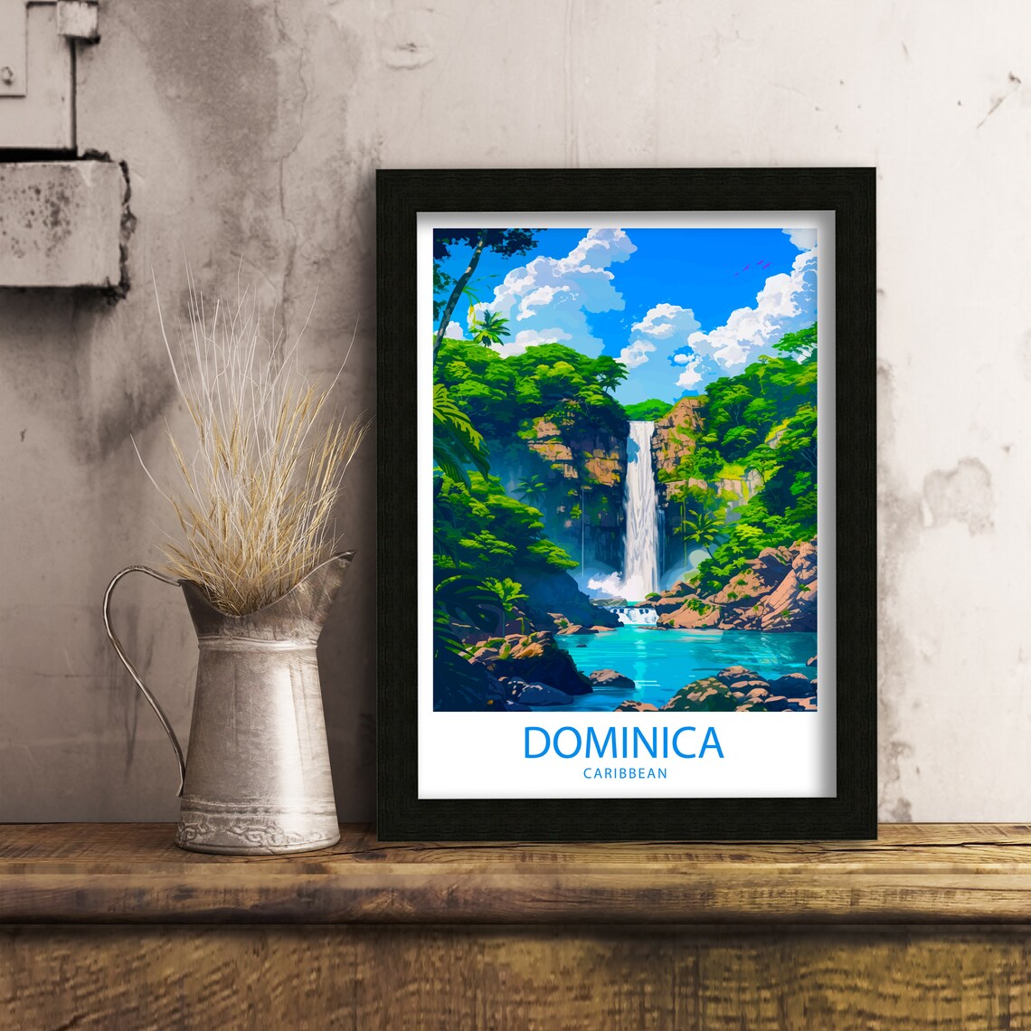 Dominica Caribbean Trafalgar Falls Rainforest Waterfall Poster