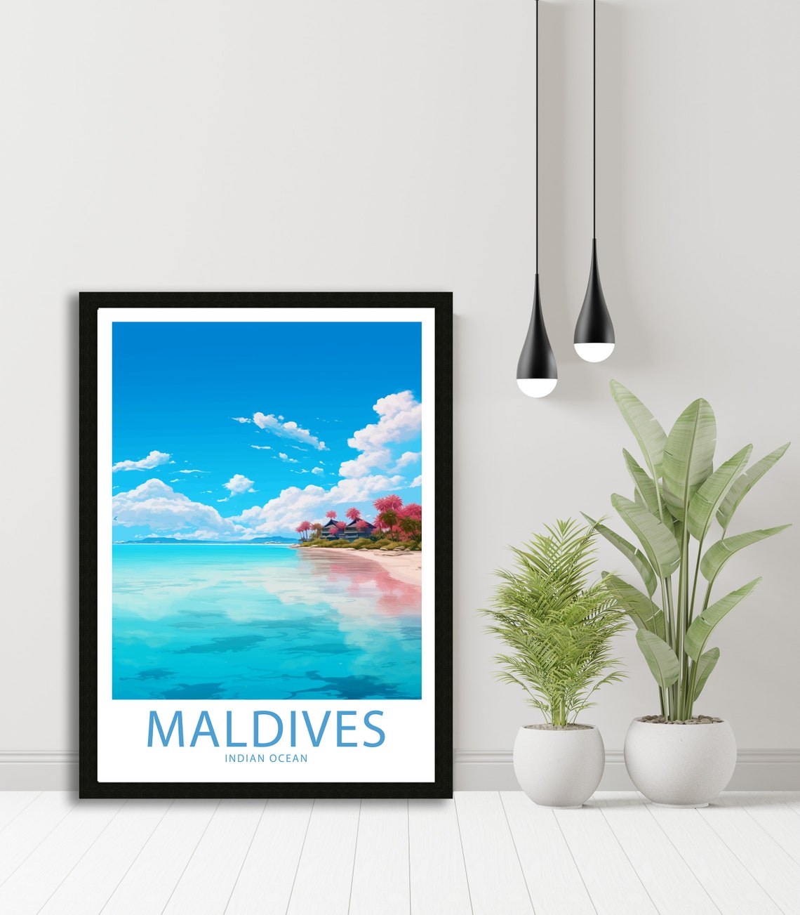 Maldives Indian Ocean Turquoise Shoreline Palm Resort Beach Poster - Image 4