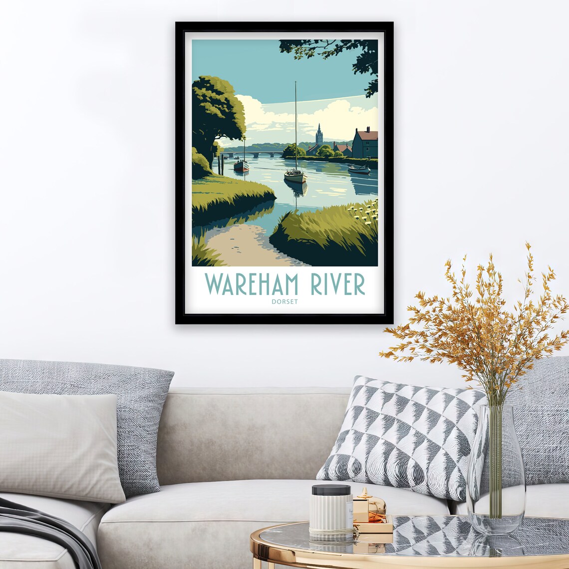 Wareham River Dorset Travel Poster, Scenic Art Print - Image 4