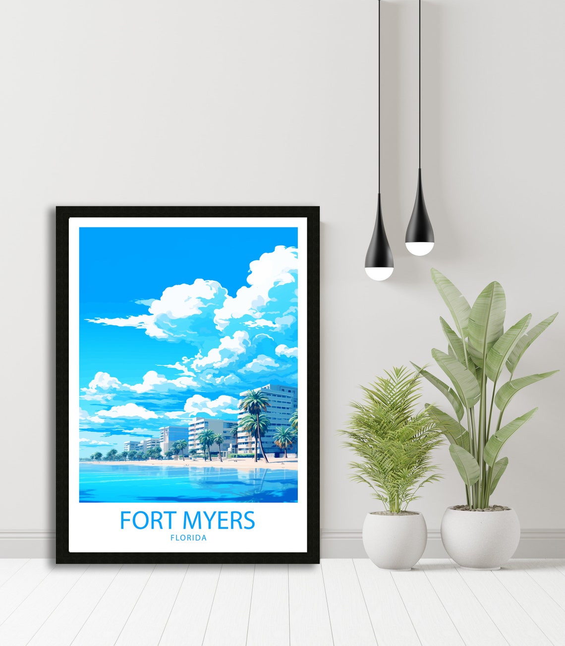 Fort Myers Travel Print Fort Myers Wall Decor Florida Fort Myers Art Fort Myers Wall Art Florida Poster Gift For Beach And City Lovers Art - Image 4