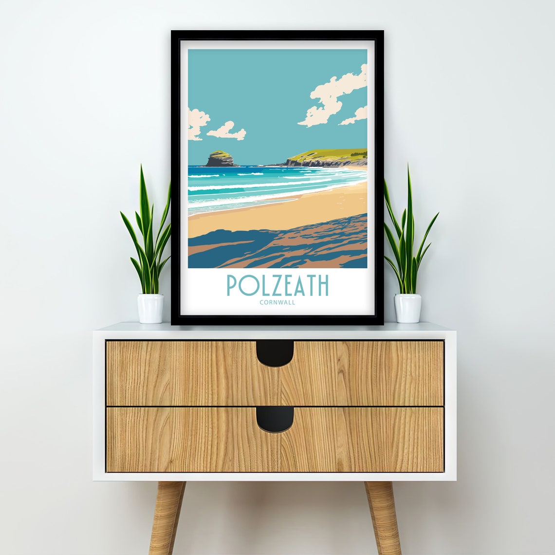 Polzeath Cornwall Long Sandy Beach Surf Coast Retro Travel Poster - Image 3