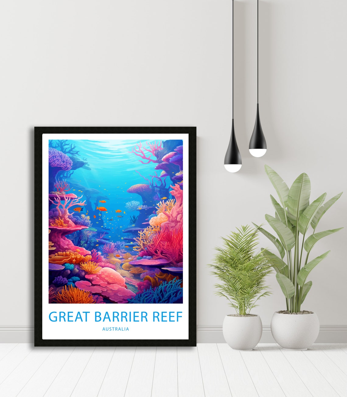 Great Barrier Reef Australia Coral Ocean Illustrated Travel Poster - Image 5