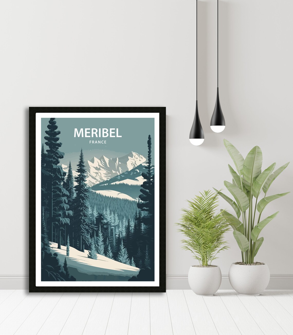 Meribel France Snowy Pine Forest Alpine Peak Winter Art Poster - Image 4