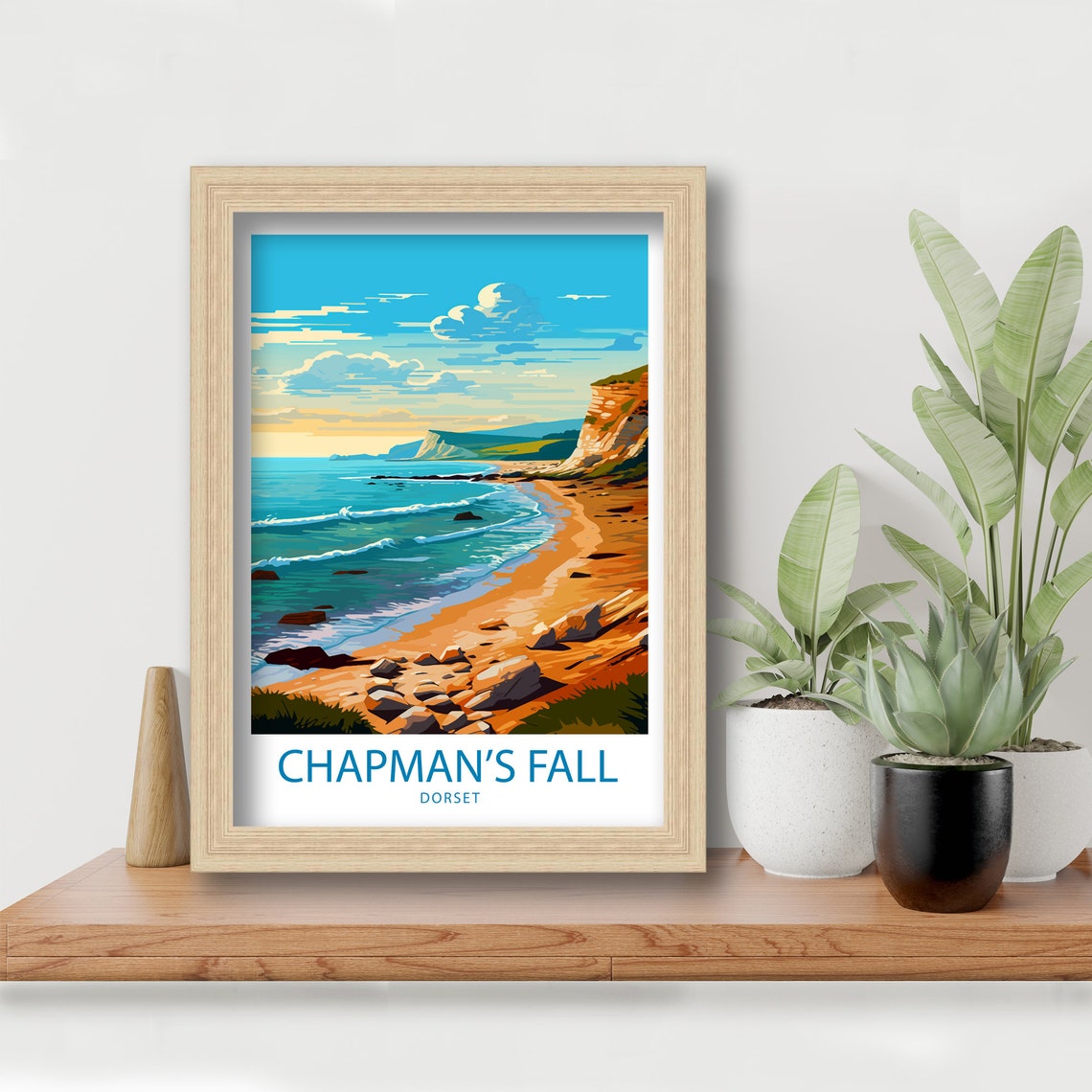 Chapman's Fall Dorset White Cliffs Rocky Shore Blue Sea Poster - Image 5
