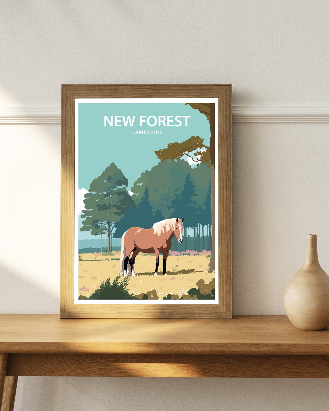New Forest Ponies Art Print, Hampshire Travel Poster - Image 3