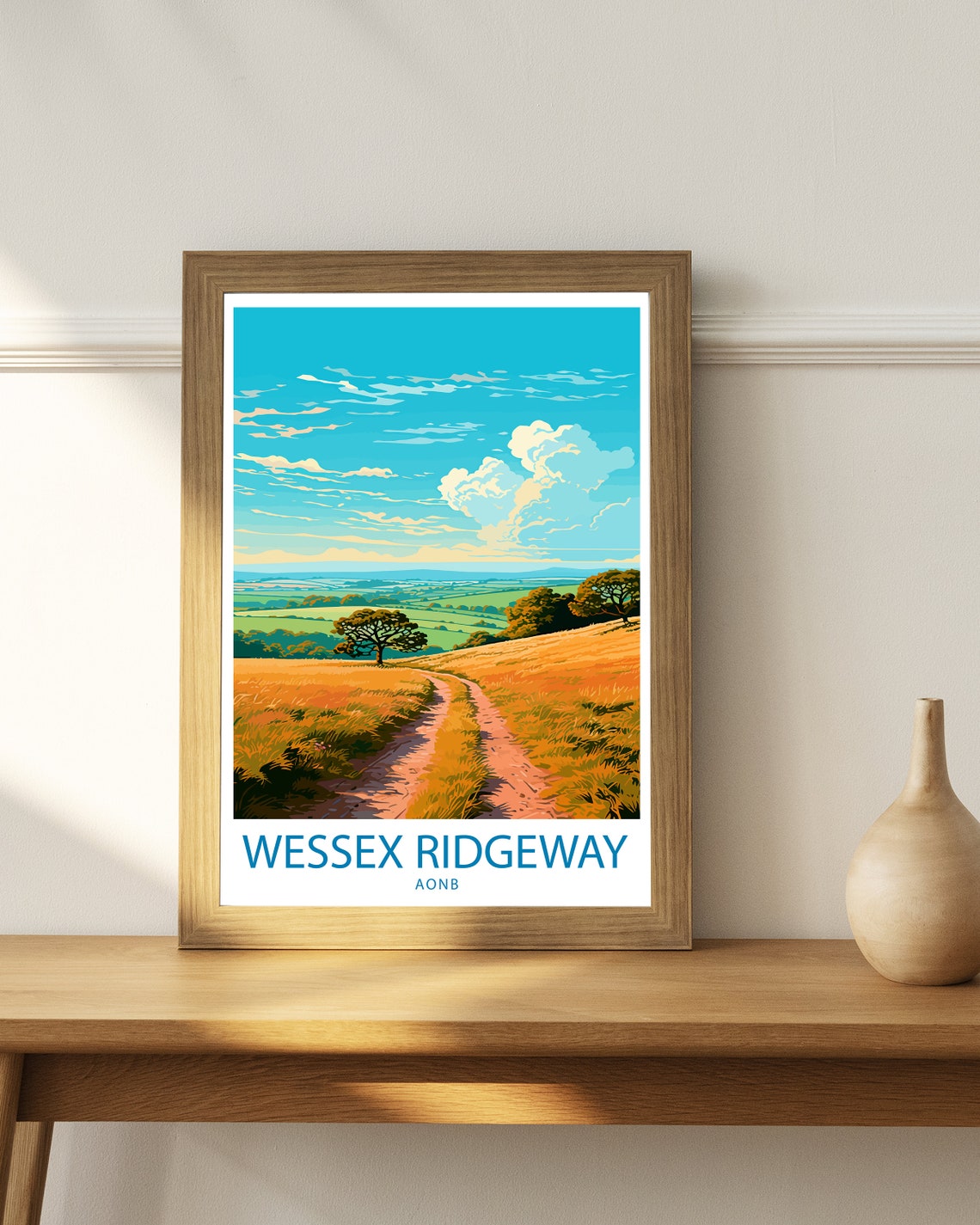 Wessex Ridgeway AONB Golden Hill Trail Walking Path Travel Poster - Image 3