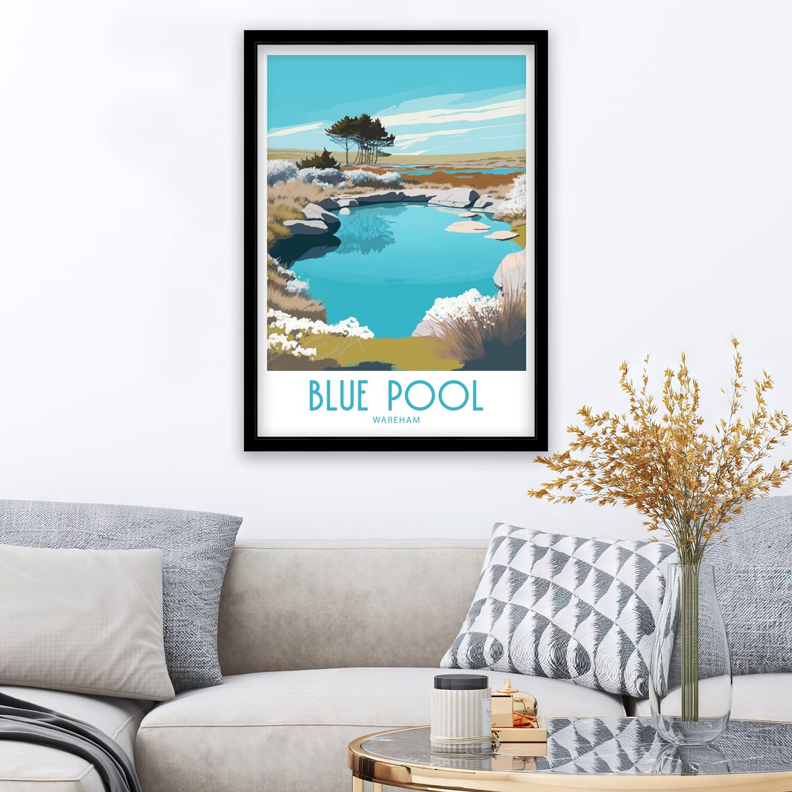 Blue Pool Dorset Travel Poster, Place Name Print - Image 3