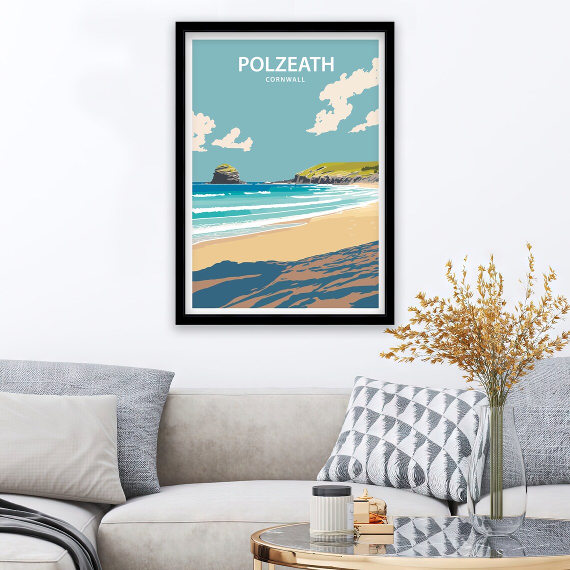 Polzeath Cornwall Travel Poster, Home Decor Print - Image 2
