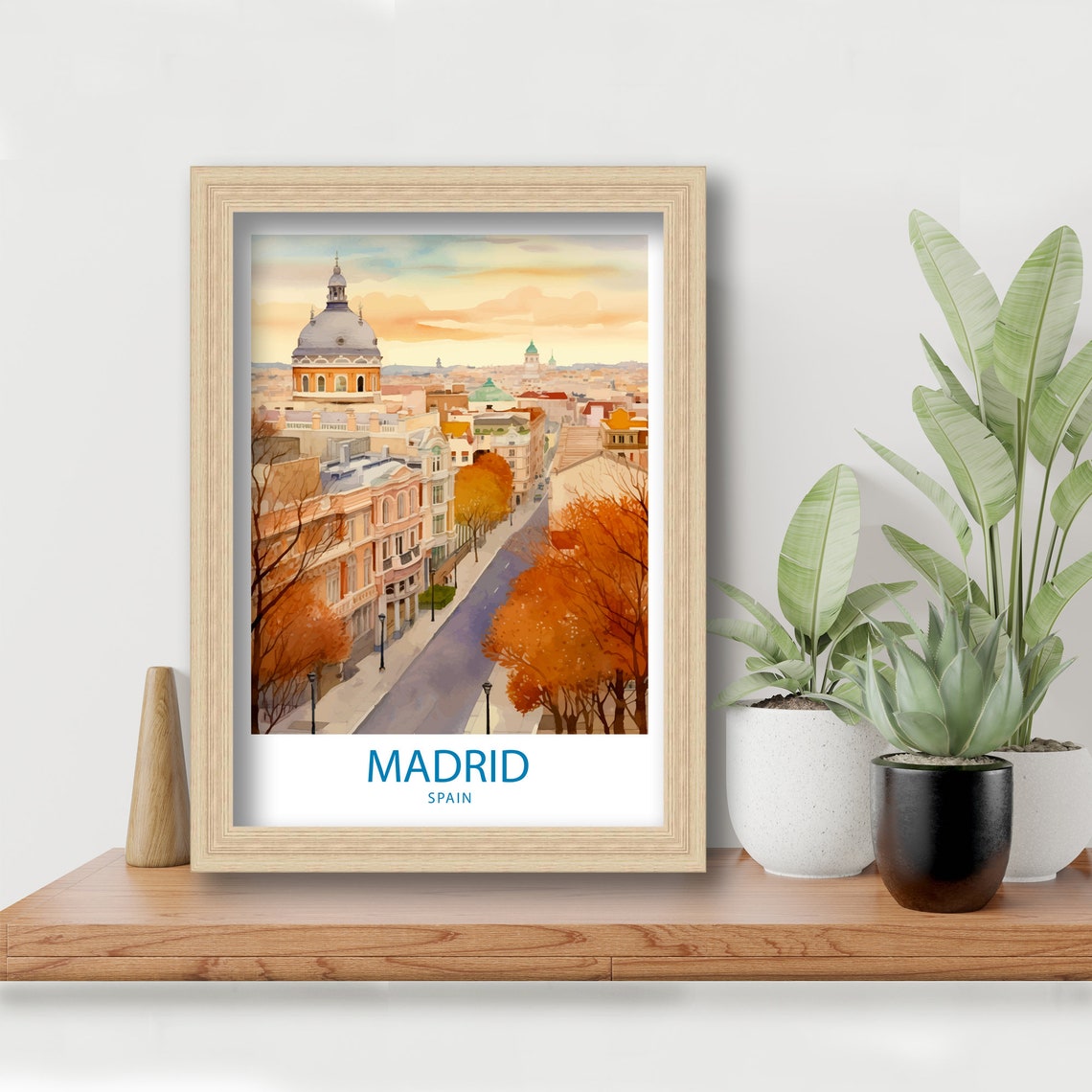 Madrid Spain Rooftops and Dome at Sunset City View Art Poster - Image 3