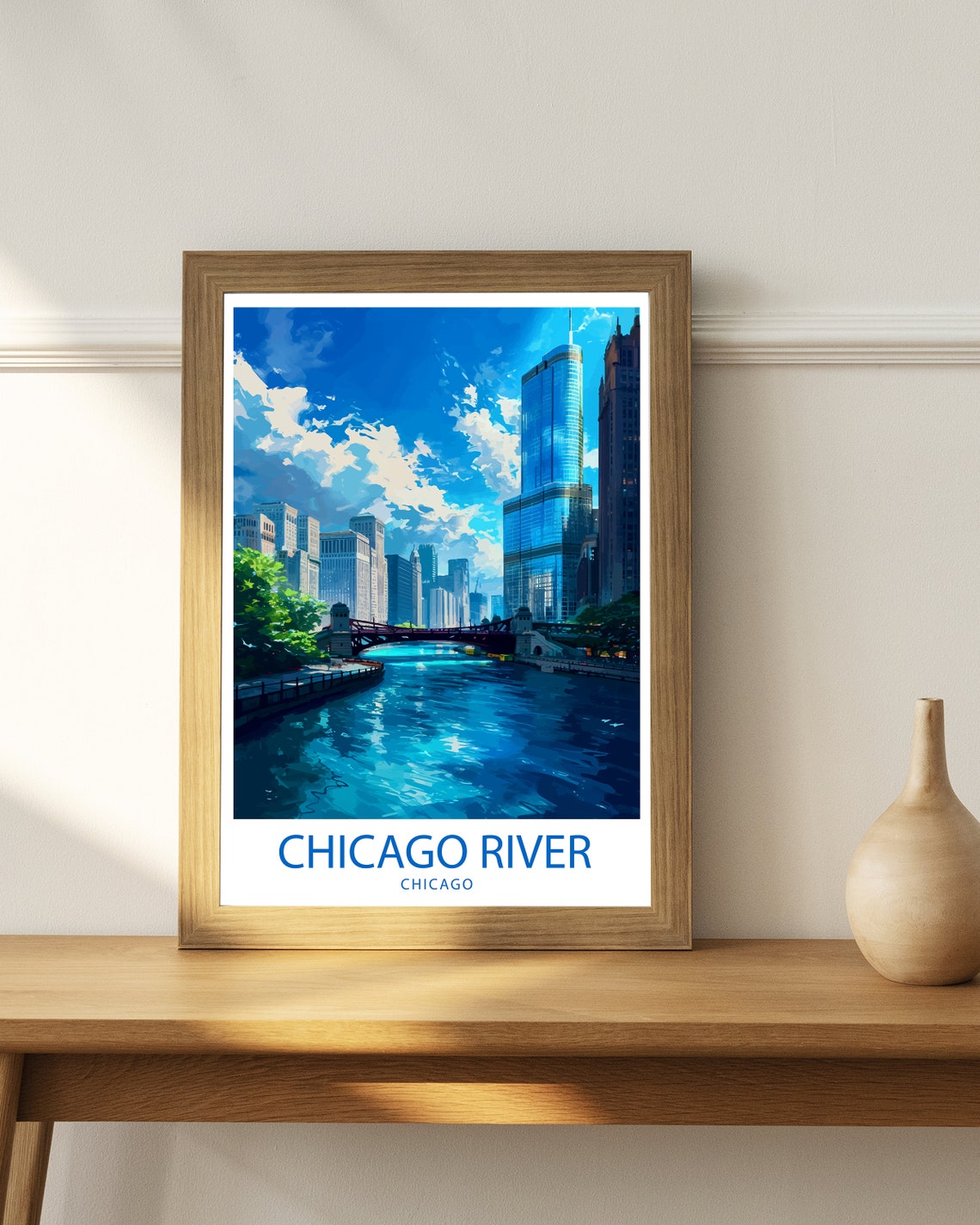 Chicago River Illinois Skyscraper Canyon Riverwalk Travel Poster - Image 3