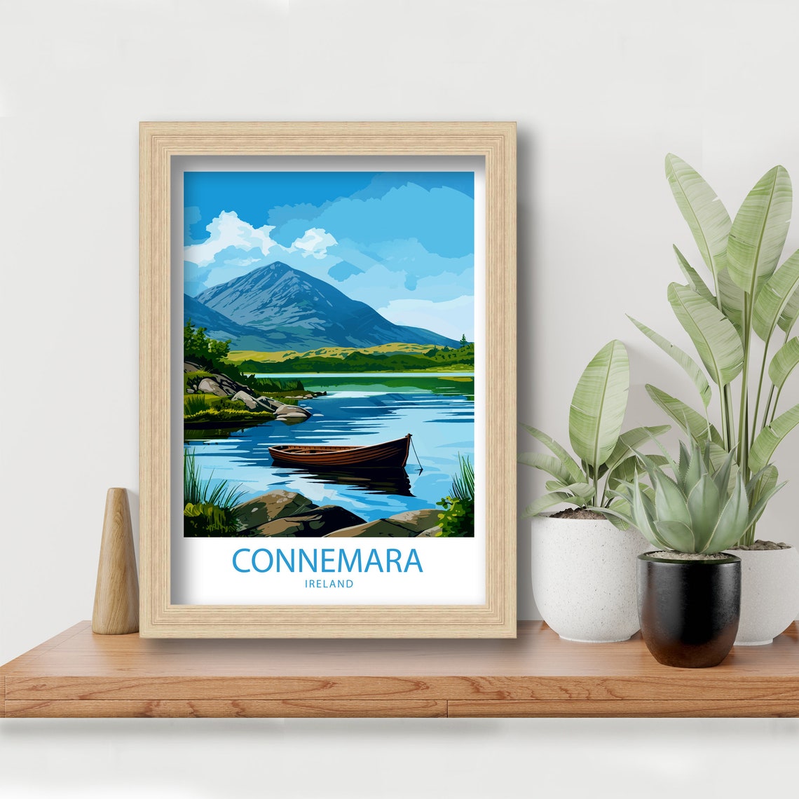 Connemara Ireland Rowboat on a Still Lake Beneath a Mountain Poster - Image 5