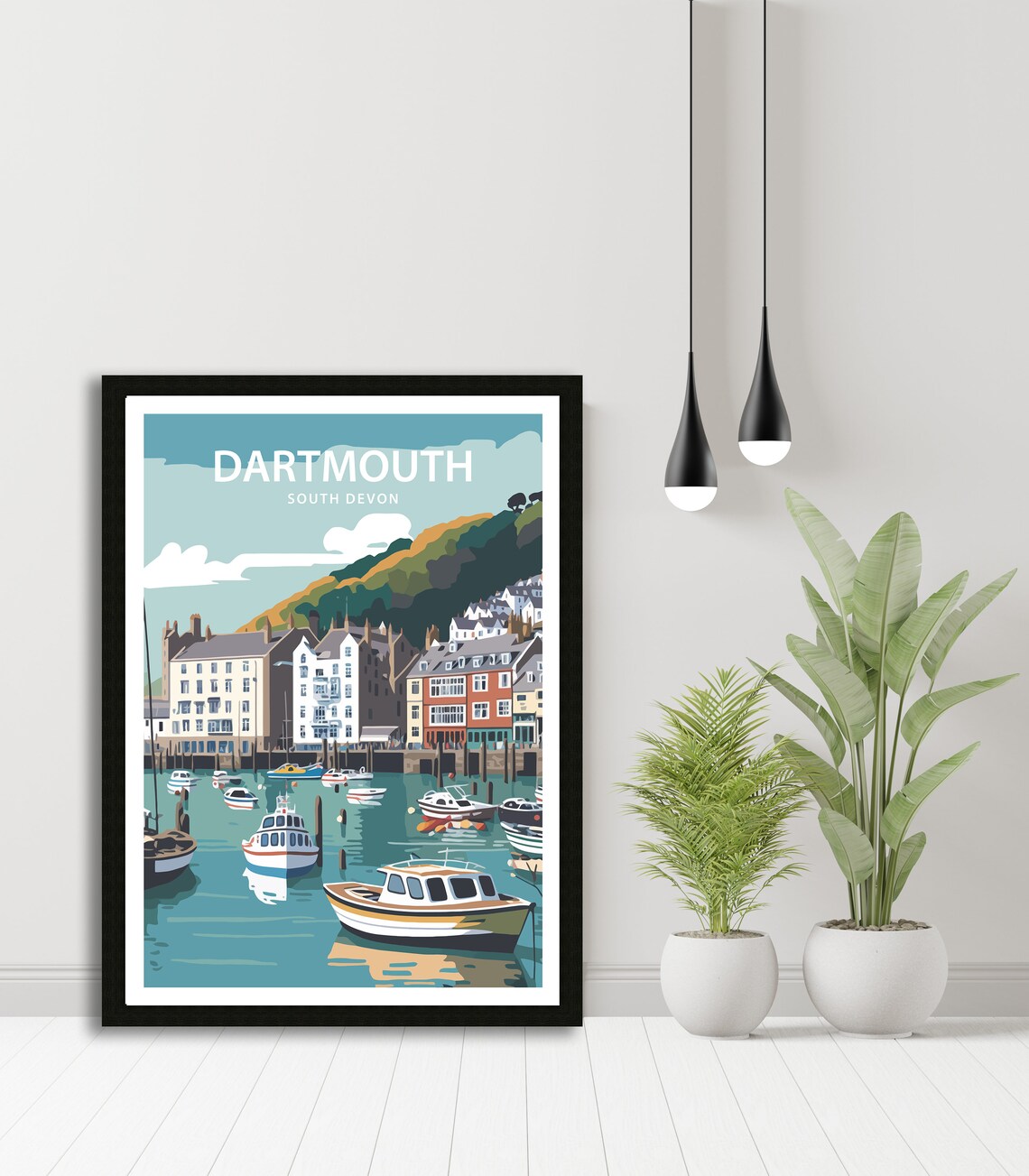Dartmouth Harbour Travel Poster, Devon Print - Image 3