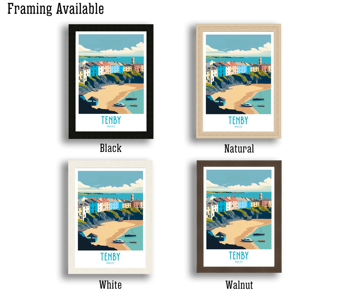 Tenby Travel Print Wall Art Tenby Wales Wall Hanging Home Decoration Tenby South Wales Gift Art Lovers Print Tenby South Wales Wall Decor - Image 2
