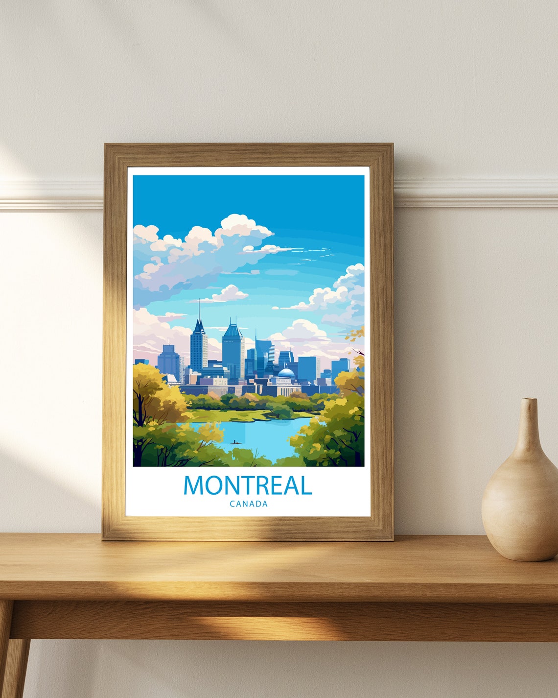 Montreal Canada Downtown Skyline Park Lake Vintage Travel Poster - Image 3