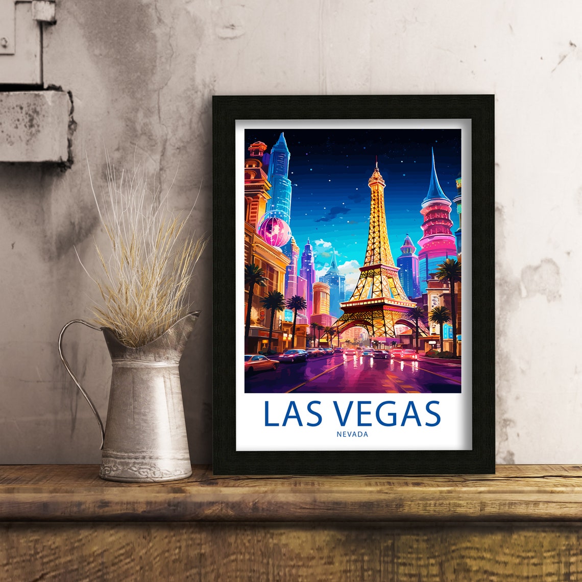 Las Vegas Nevada Eiffel Tower Neon Boulevard Nightlife Art Poster - Image 6