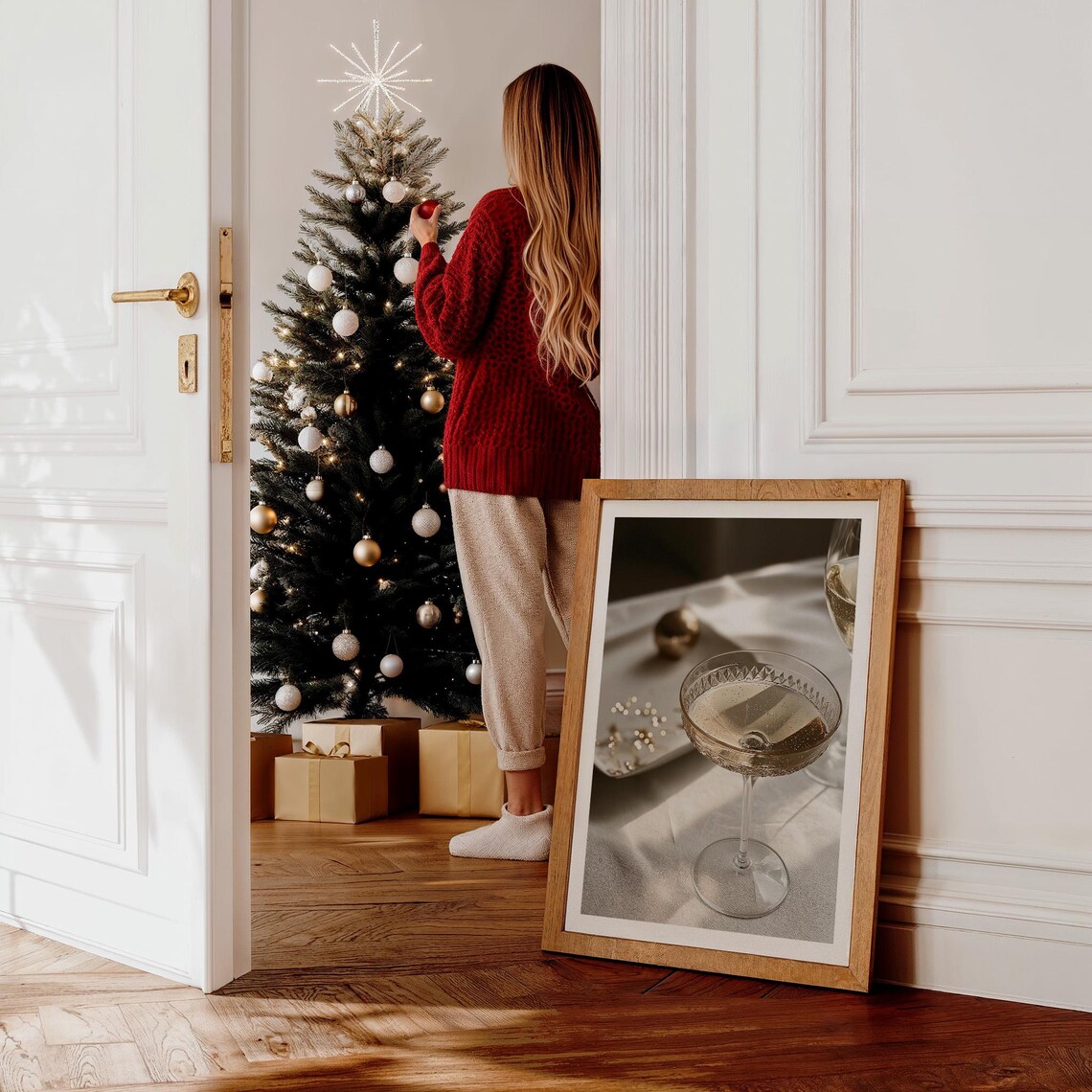 Champagne Coupe Glass Elegant Holiday Toast Photography Poster - Image 4