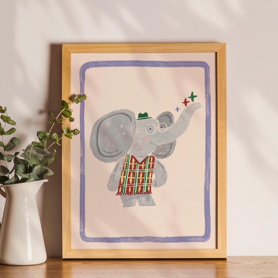Elephant Nursery Decor, Modern Whimsical Art Print