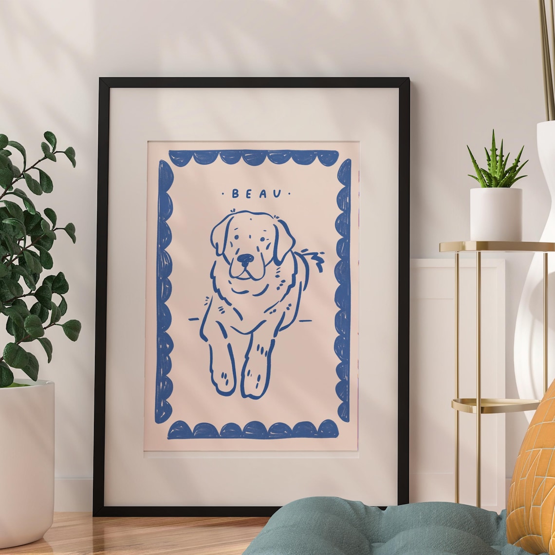 Matisse-Inspired Custom Dog Poster, Modern Pet Portrait