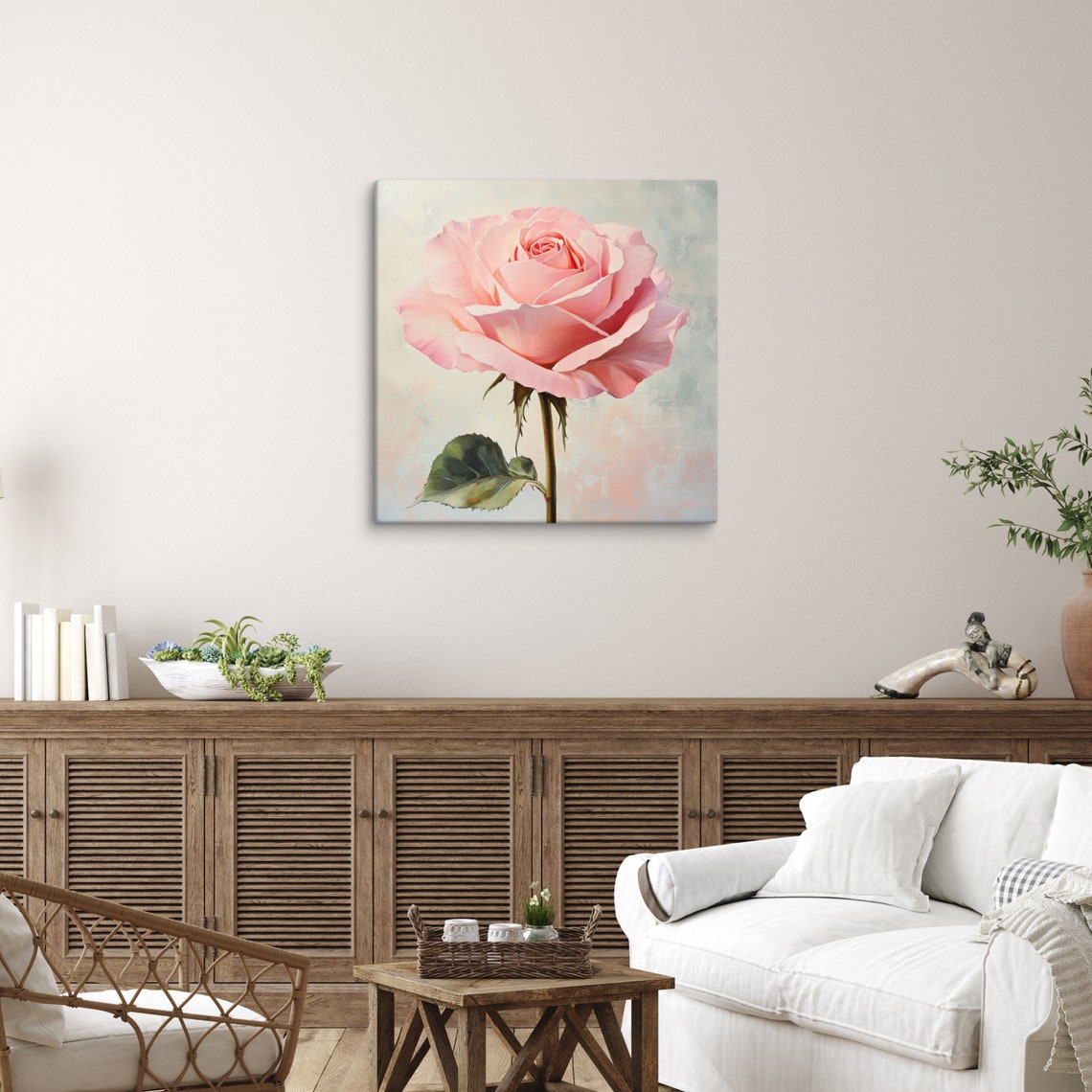 Pink Rose Bloom Blush Watercolor Painting Flower Wall Art Poster - Image 5
