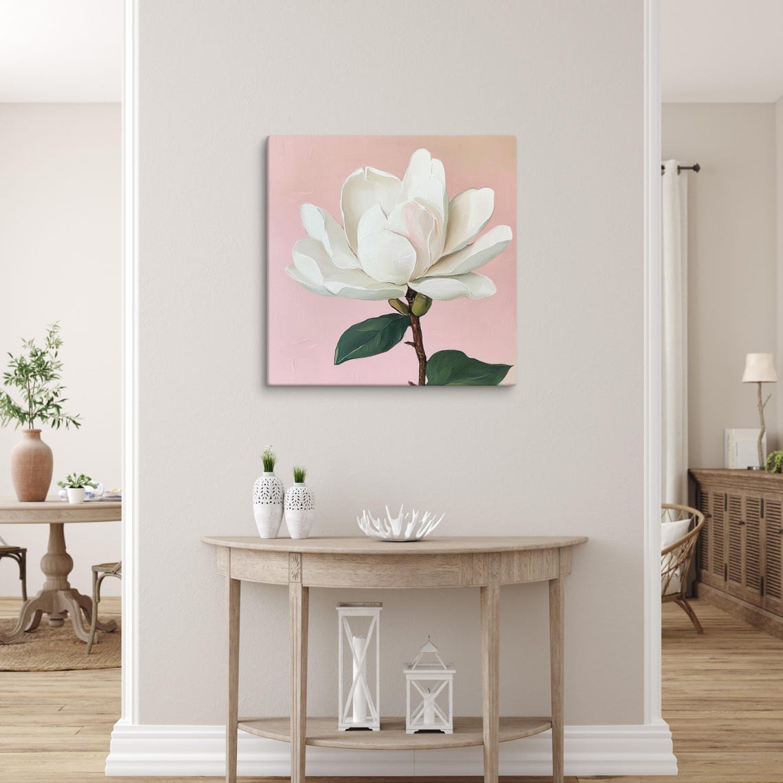 White Gardenia Flower Print Flower Painting Print Wall Art Gardenia Art Gardenia Lover Gifts Pink Wall Art - Image 5