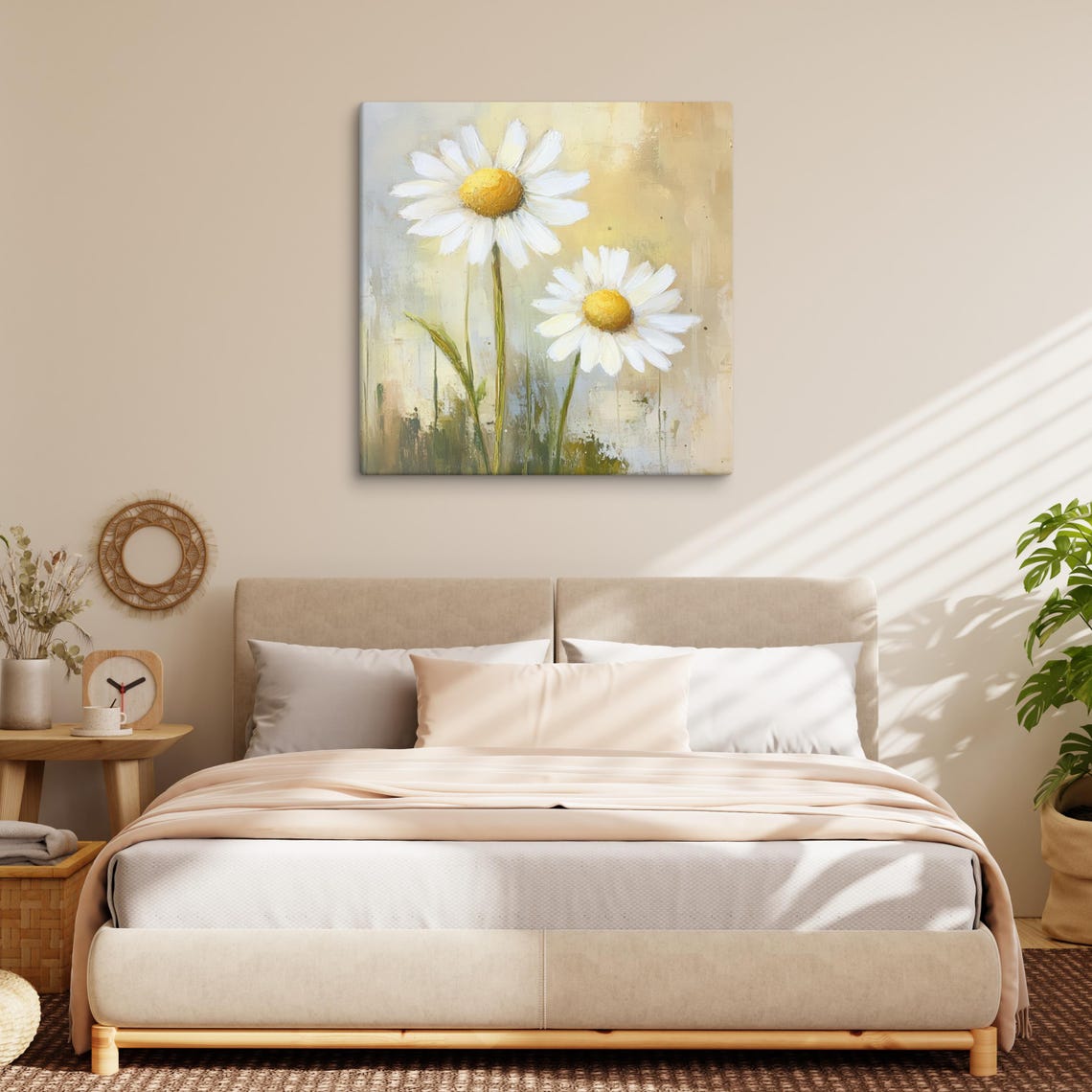 White Chamomile Daisies Golden Background Floral Art Wall Poster - Image 2